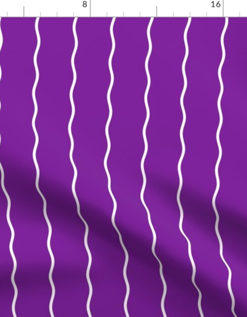 Small Double Squiggly White Lines on Purple Fabric