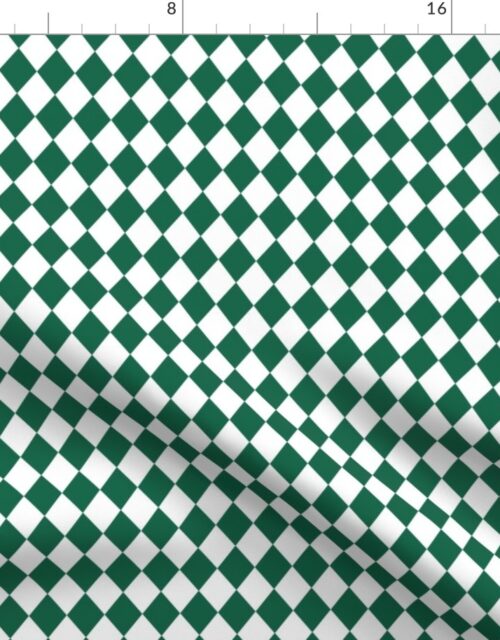 Small Emerald and White Diamond Harlequin Check Pattern Fabric