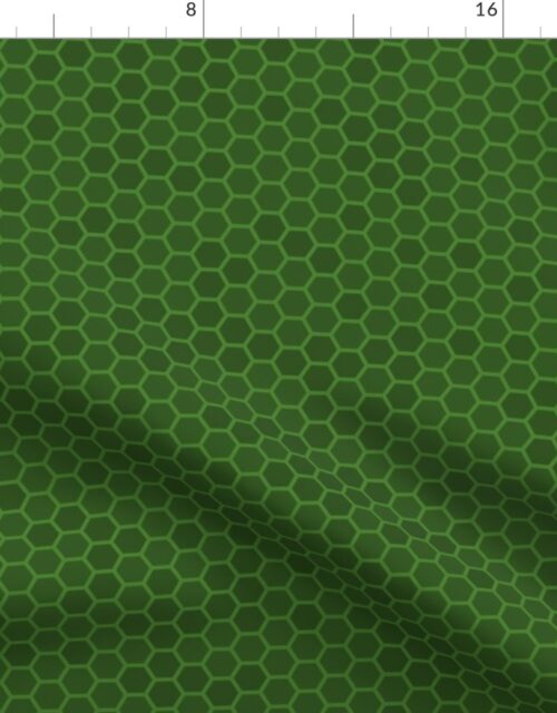 Small Forest Green Honeycomb Bee Geometric Hexagonal Design Fabric