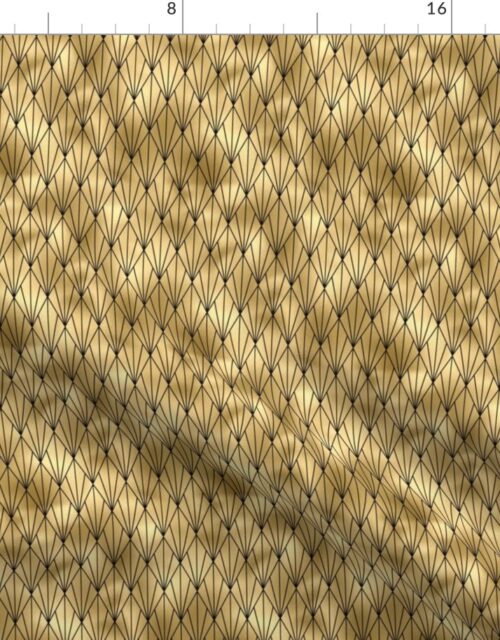 Small Gold Faux Foil Vintage Fan Art Deco Pattern Fabric