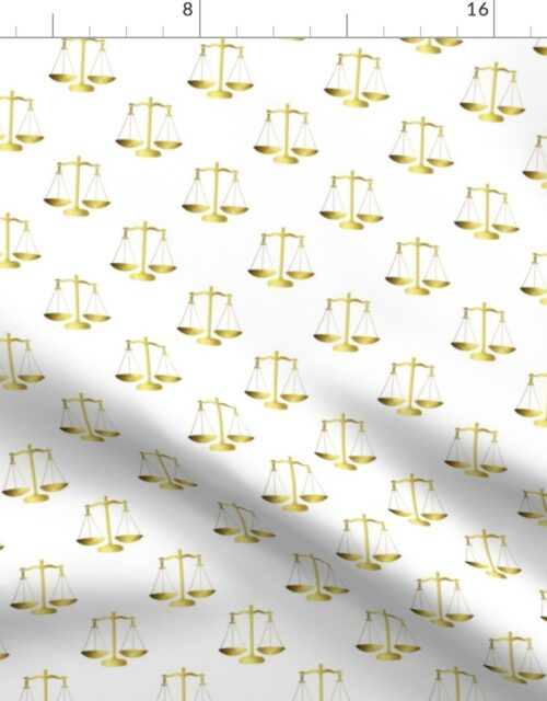 Small Gold Scales Of Justice on White Fabric