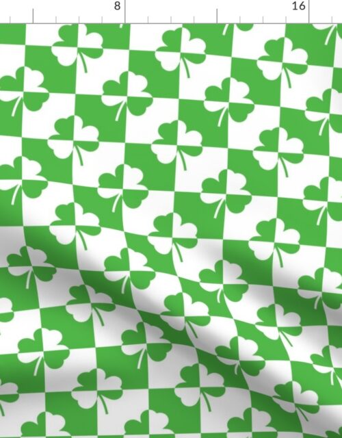 Small Green and White Irish Clover Check Pattern Fabric