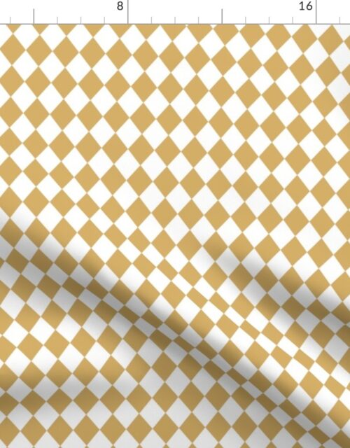 Small Honey and White Diamond Harlequin Check Pattern Fabric