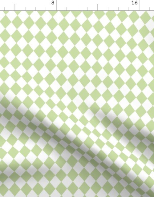 Small Honeydew and White Diamond Harlequin Check Pattern Fabric