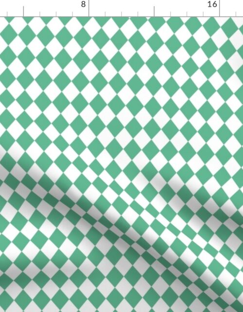 Small Jade and White Diamond Harlequin Check Pattern Fabric