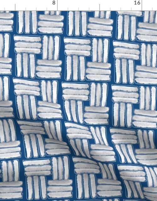 Small Kapa Sticks in Chalky White on Classic Blue Fabric