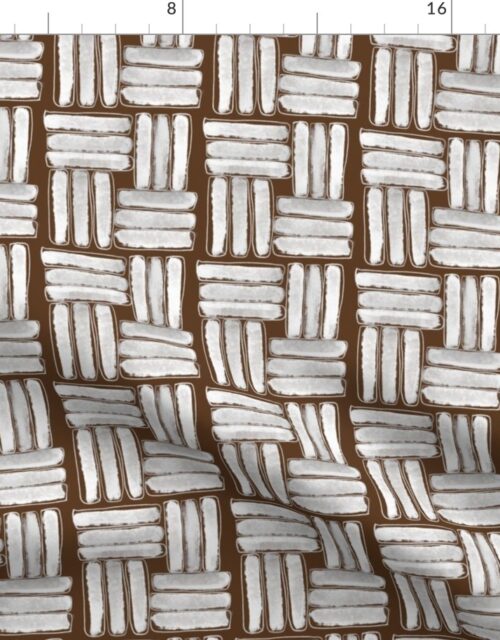Small Kapa Sticks in Chalky White on Coco Brown Fabric