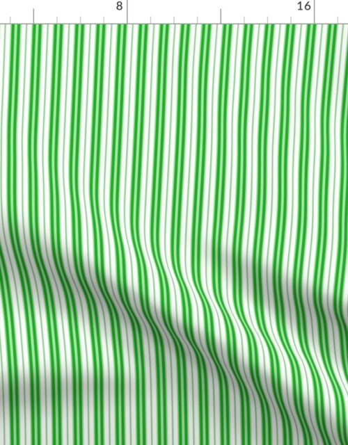 Small Kelly Green and White Vertical Double Mattress Ticking Fabric