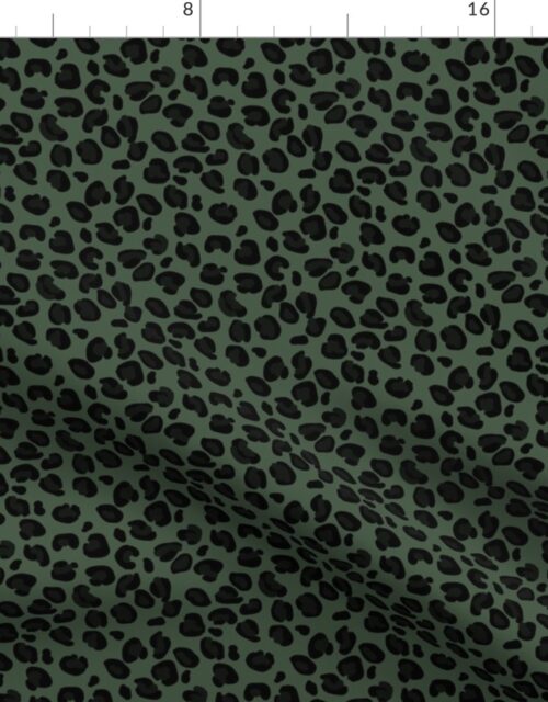 Small Leopard Boot Green Spots on Army Green Fabric