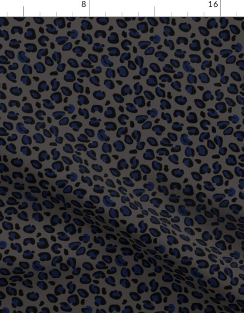 Small Leopard Moody Blue Spots on Sludge Fabric