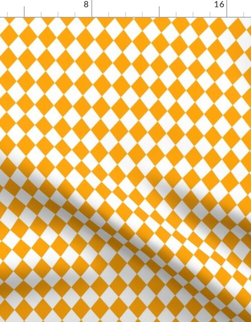 Small Marigold and White Diamond Harlequin Check Pattern Fabric
