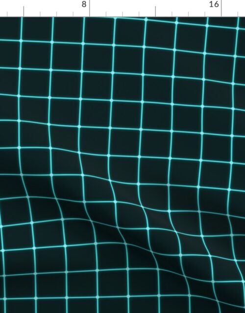 Small Matrix Optical Illusion Grid in Black and Neon Aqua Fabric