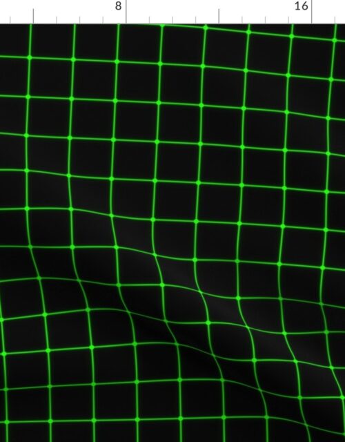 Small Matrix Optical Illusion Grid in Black and Neon Green Fabric