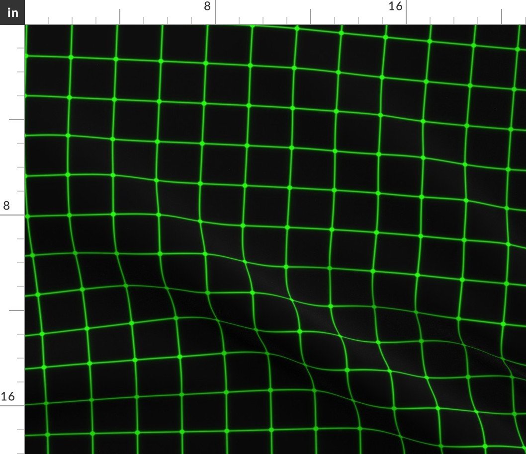 Small Matrix Optical Illusion Grid in Black and Neon Green Fabric