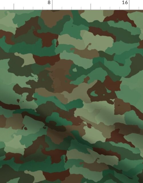 Small Military Army Green and Khaki Brown Camo Camouflage Print Fabric