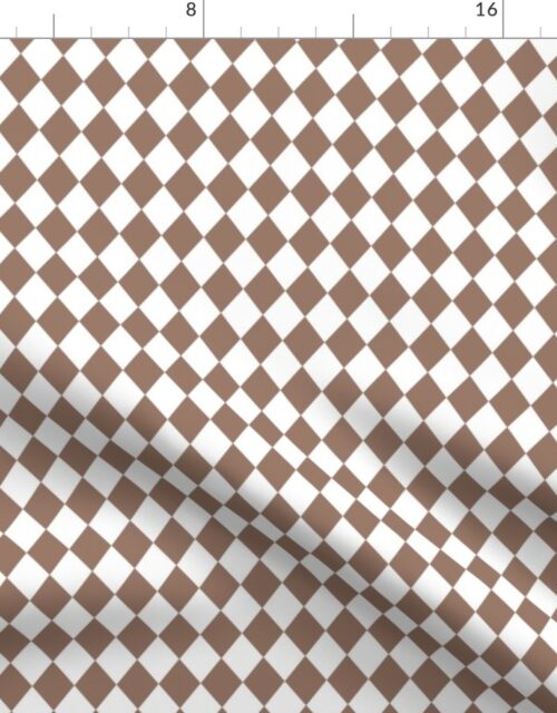 Small Mocha and White Diamond Harlequin Check Pattern Fabric