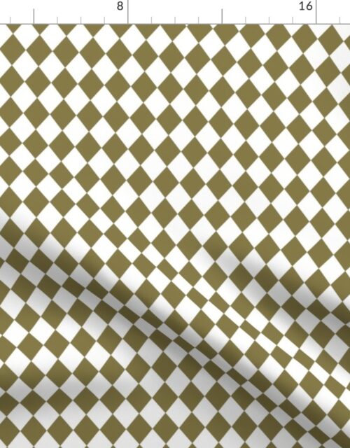Small Moss and White Diamond Harlequin Check Pattern Fabric