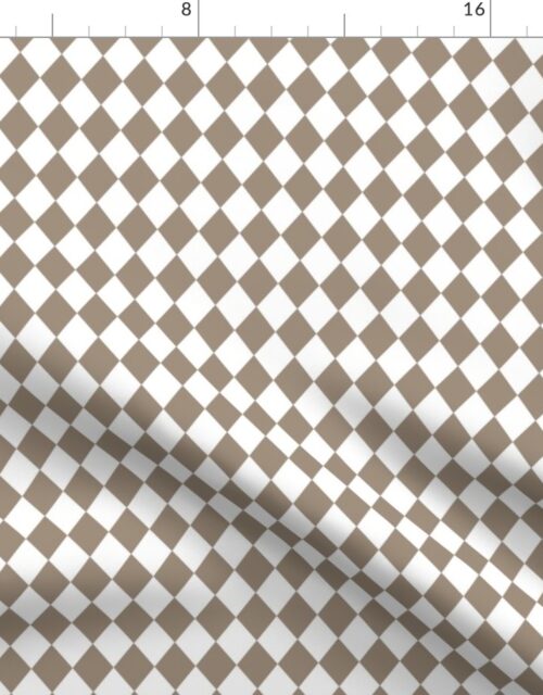 Small Mushroom and White Diamond Harlequin Check Pattern Fabric