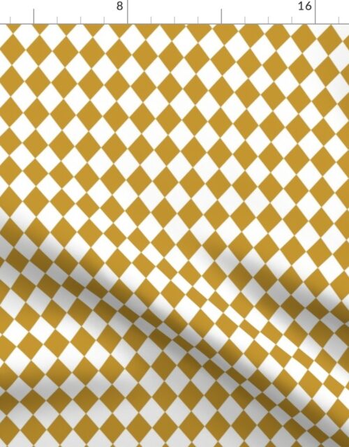 Small Mustard and White Diamond Harlequin Check Pattern Fabric