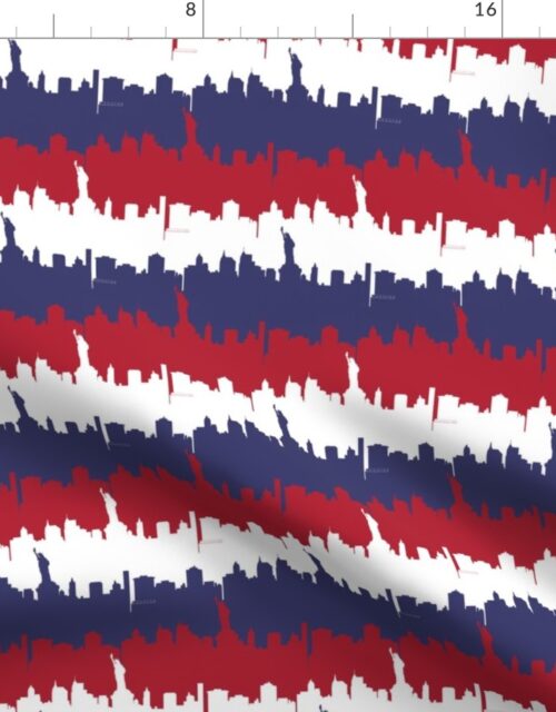 Small NY USA Skyline in Red White & Blue Stripes Fabric