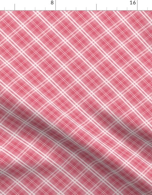 Small Nantucket Red and White Diagonal Tartan Plaid Check Fabric