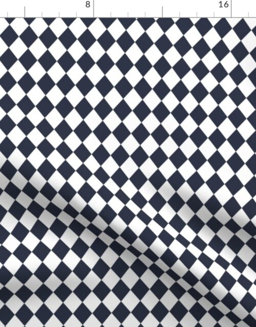 Small Navy and White Diamond Harlequin Check Pattern Fabric