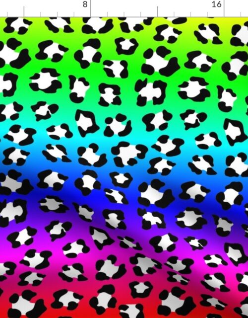 Small Neon Ombre Rainbow Leopard Spots Fabric