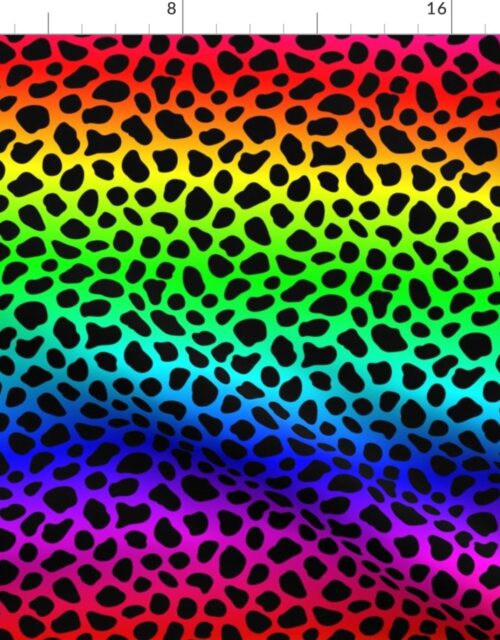 Small Neon Rainbow Cheetah Animal Spots Print Fabric