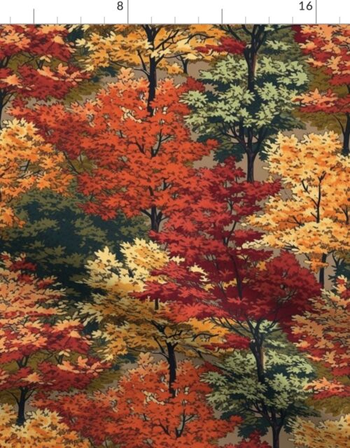 Small New England Endless Forest Fall Trees Fabric