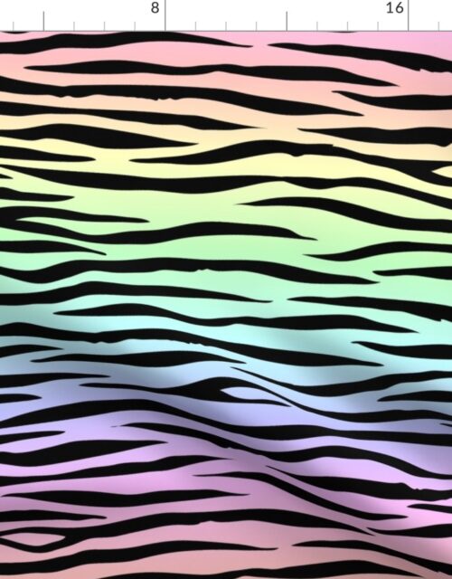 Small Pastel Rainbow Zebra Stripes Animal Print Fabric