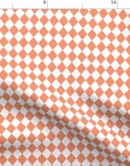 Small Peach and White Diamond Harlequin Check Pattern Fabric