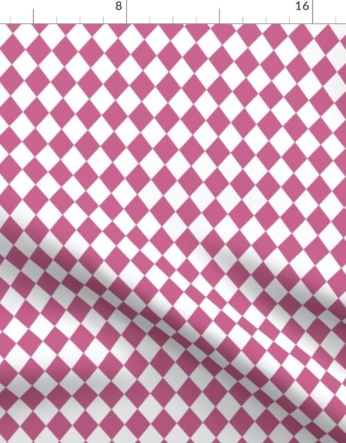 Small Peony and White Diamond Harlequin Check Pattern Fabric