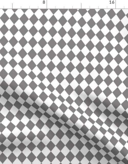 Small Pewter and White Diamond Harlequin Check Pattern Fabric
