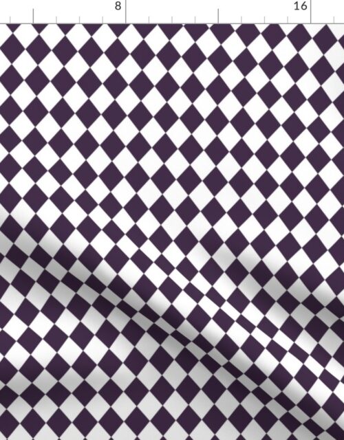 Small Plum and White Diamond Harlequin Check Pattern Fabric