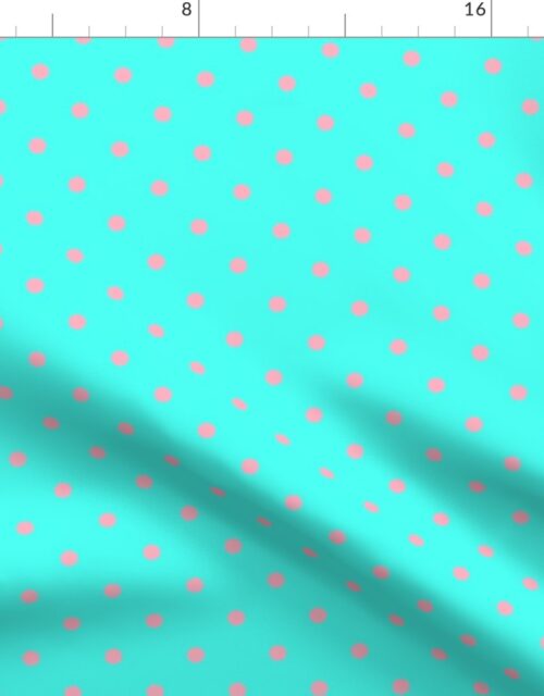 Small Polka Dots in Palm Beach Pink and on South Beach Aqua Blue Fabric