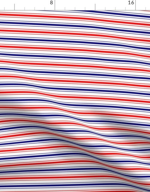 Small Red White and Blue USA Horizontal Ticking Stripes Fabric