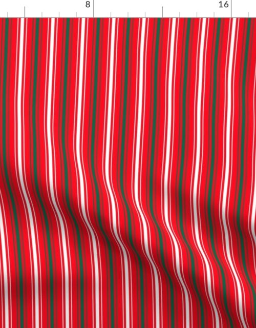 Small Red and White Christmas Ticking Stripe Fabric