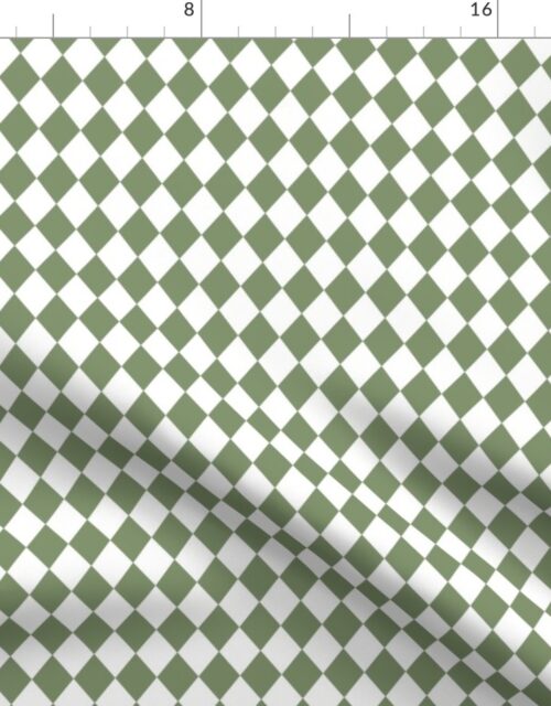 Small Sage and White Diamond Harlequin Check Pattern Fabric