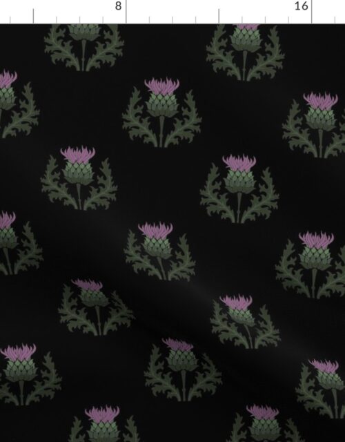 Small Scottish Thistle Flower of Scotland on Black Fabric