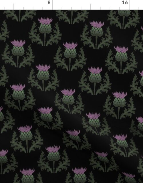Small Scottish Thistle Flower of Scotland on Black Fabric
