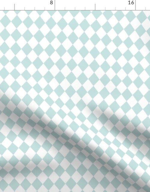 Small Seaglass and White Diamond Harlequin Check Pattern Fabric