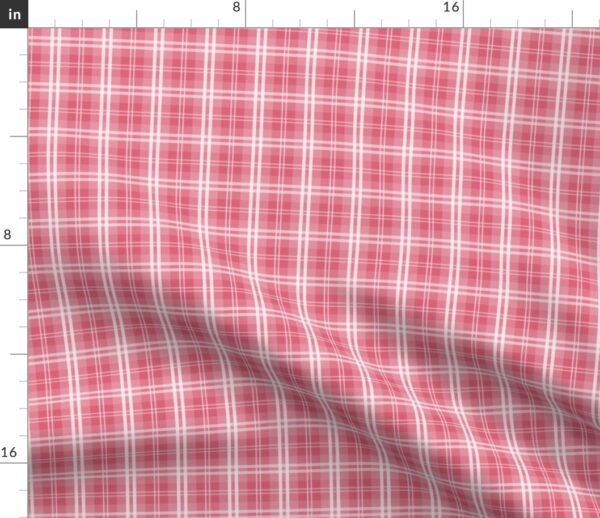 Small Shaded Nantucket Red and White Tartan Plaid Check Fabric
