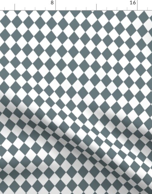 Small Slate and White Diamond Harlequin Check Pattern Fabric
