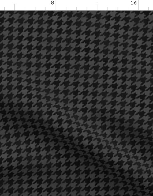 Small Soot Black and Ash Grey Handpainted Houndstooth Check Watercolor Pattern Fabric
