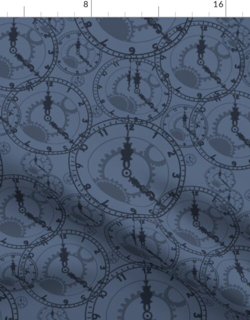Small Time Overlaps Blue Monochrome Fabric