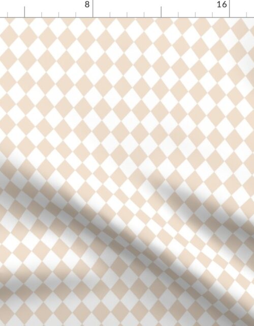Small White and Natural Color Diamond Harlequin Pattern Fabric