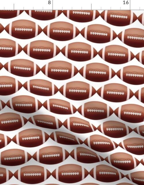 Smaller Gridiron American Pigskin Football with Lacing and Stitching on White Background Fabric
