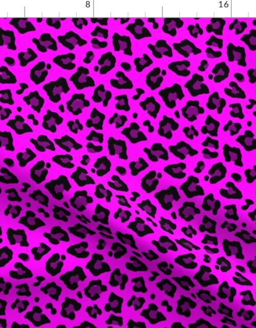 Smaller Jumbo Spots Animal Repeat Pattern Print in Hot Pink and Black Fabric
