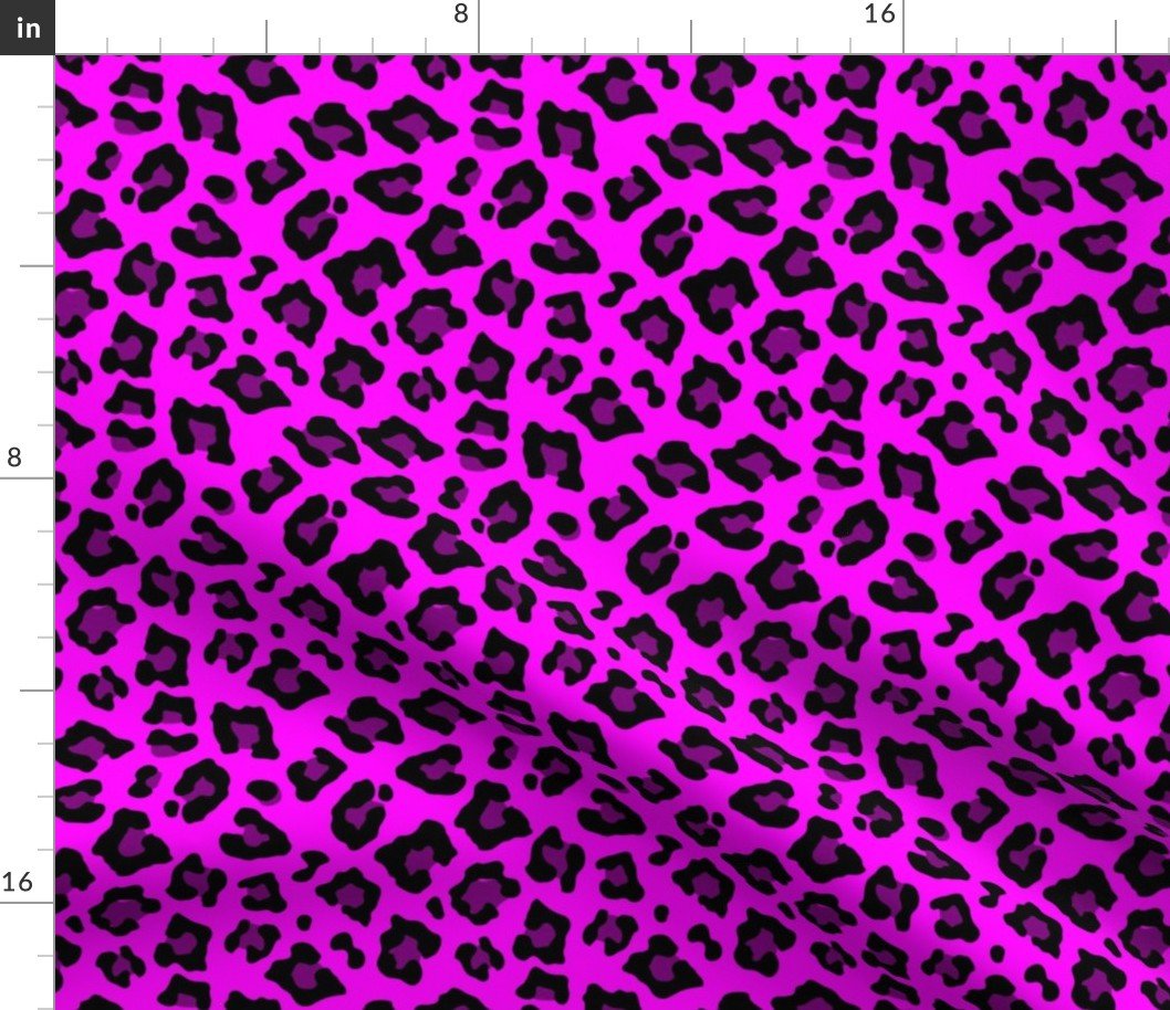 Smaller Jumbo Spots Animal Repeat Pattern Print in Hot Pink and Black Fabric