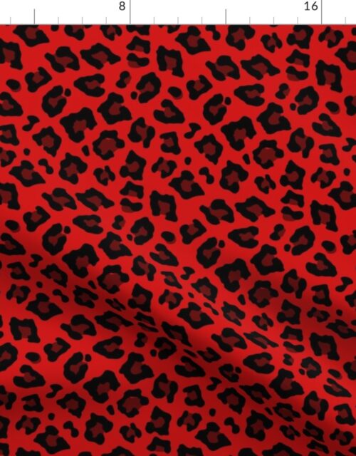 Smaller Leopard Spots Animal Repeat Pattern Print in Red and Black Fabric